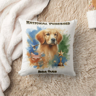 Golden Retriever Honours Purebred Dog Day Throw Pillow