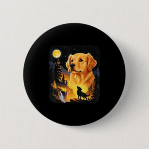 Golden retriever howling to the moon vintage funny 2 inch round button