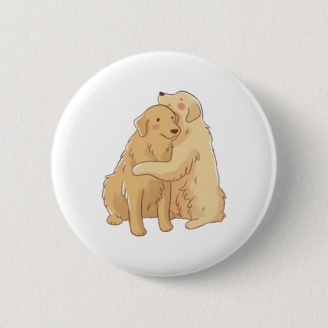 Golden Retriever hug    2 Inch Round Button (Front)