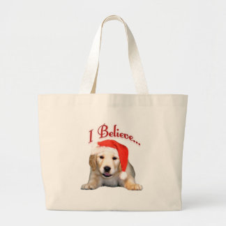Golden Retriever I Believe Large Tote Bag