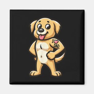 Golden Retriever I Love Dad Funny Dog Tattoo _1 Magnet