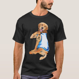 Golden Retriever I Love Mom Tattooed Dog Mommy T-Shirt