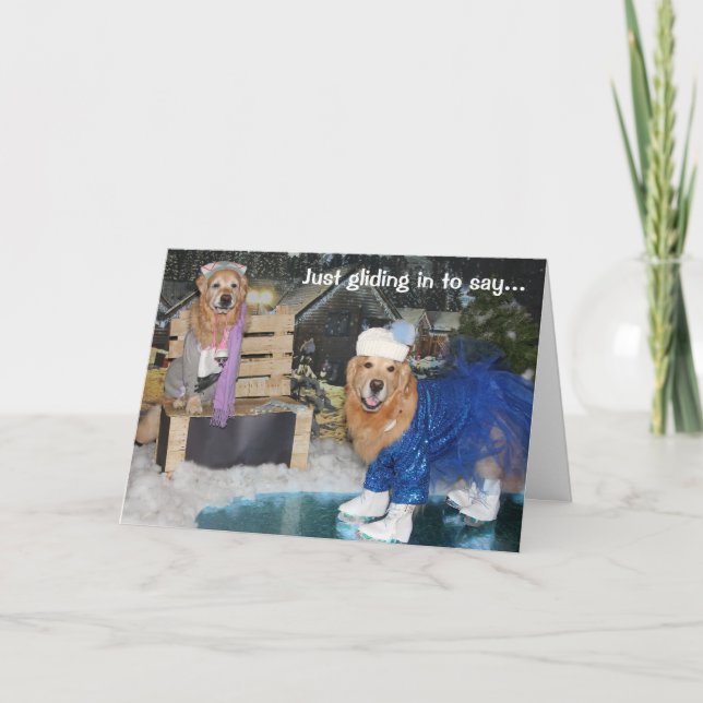 Golden Retriever Ice Skating Holiday (Front)