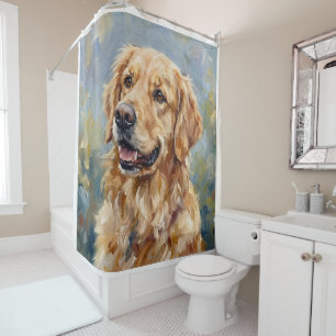 Golden Retriever Impressionist Art Shower Curtain