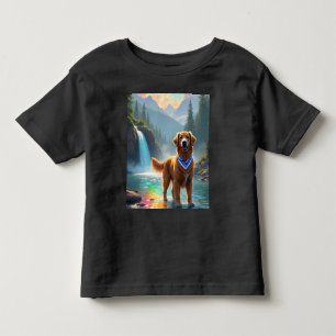 Golden Retriever in a Fantasy Rainbow River Toddler T-shirt