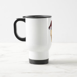 Golden Retriever in a Santa Claus Hat Travel Mug