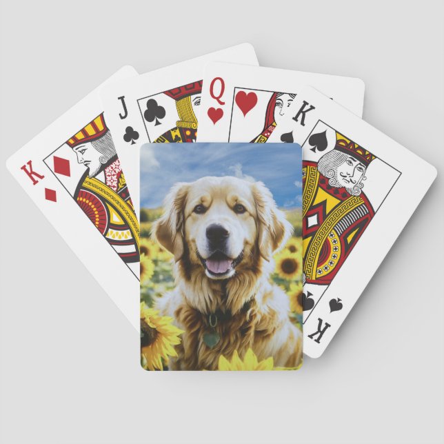 Golden Retriever in a Sunflower Field Playing Cards (Back)