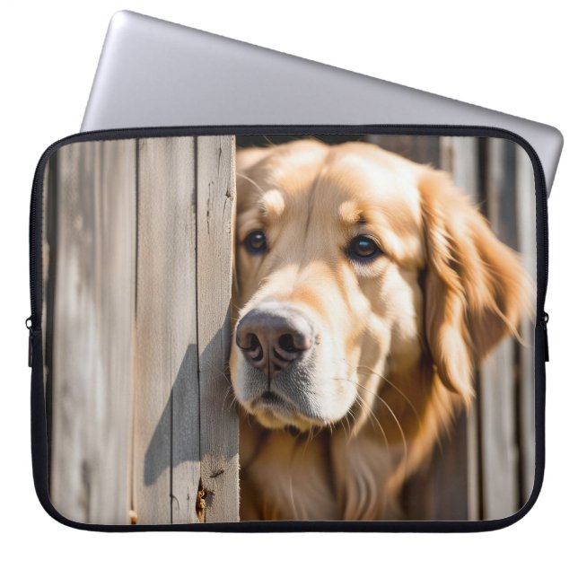 Golden Retriever In Barn Door Laptop Sleeve (Front)