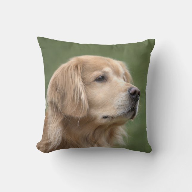 Golden Retriever in CloseUp Throw Pillow (Front)