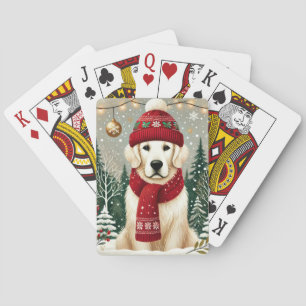 Golden Retriever in Festive Sweater - Cozy Christm Playing Cards