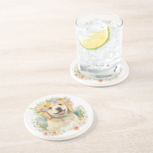 Golden Retriever In Laurel Wreath Coaster