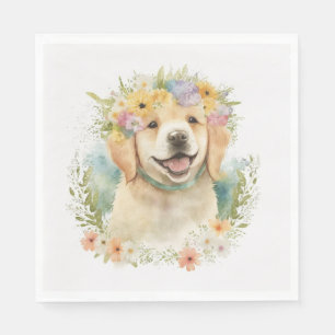 Golden Retriever In Laurel Wreath Napkin