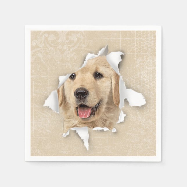 Golden Retriever in Paper Hole Napkin (Front)