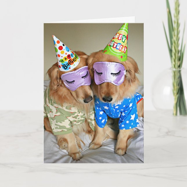 Golden Retriever in Pyjamas Birthday Card (Front)