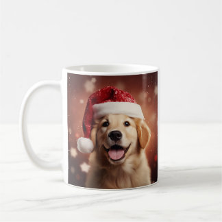 Golden Retriever in Santa Hat Coffee Mug