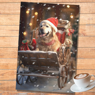 Golden Retriever in Sleigh 1 Decoupage Paper