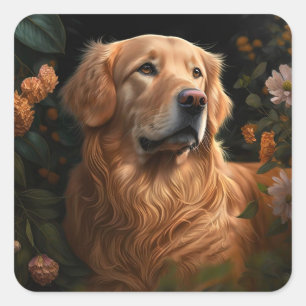 Golden Retriever in the Garden - Sticker 