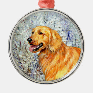 Golden Retriever in Wintertime Metal Ornament