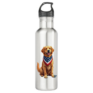 Golden Retriever July 4th Vintage Patriotic Tee 2 710 Ml Water Bottle