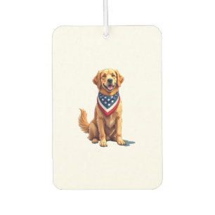 Golden Retriever July 4th Vintage Patriotic Tee 2 Air Freshener