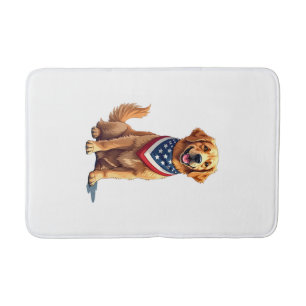 Golden Retriever July 4th Vintage Patriotic Tee 2 Bath Mat