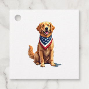 Golden Retriever July 4th Vintage Patriotic Tee 2 Favour Tags
