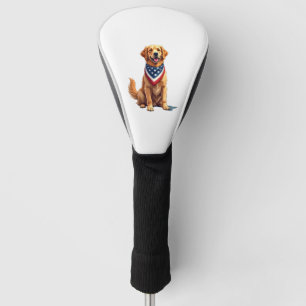 Golden Retriever July 4th Vintage Patriotic Tee 2 Golf Head Cover