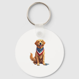 Golden Retriever July 4th Vintage Patriotic Tee 2 Keychain