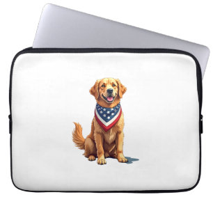 Golden Retriever July 4th Vintage Patriotic Tee 2 Laptop Sleeve