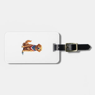 Golden Retriever July 4th Vintage Patriotic Tee 2 Luggage Tag
