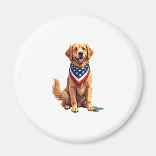 Golden Retriever July 4th Vintage Patriotic Tee 2 Magnet