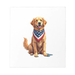 Golden Retriever July 4th Vintage Patriotic Tee 2 Notepad