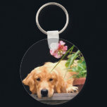 Golden Retriever Keychain With Flower<br><div class="desc">This beautiful Golden strikes a lovely pose that will make your day. A great gift for any Golden lover.</div>
