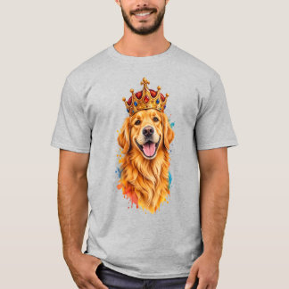 Golden Retriever King – Royal Dog with Crown, Colo T-Shirt