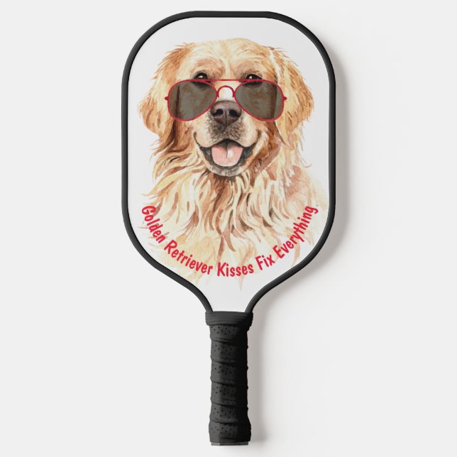 Golden Retriever Kisses Fix Everything Pickleball Paddle (Front)