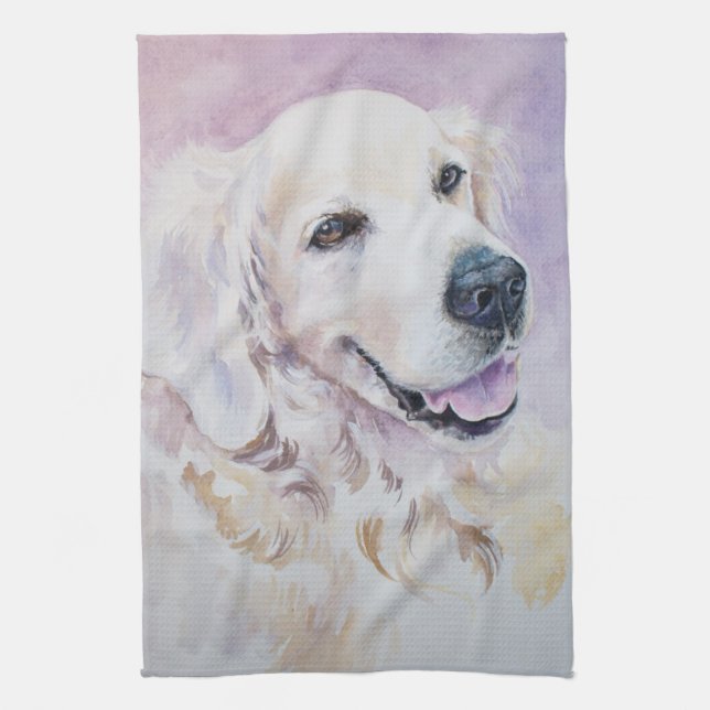 Golden retriever kitchen towel (Vertical)