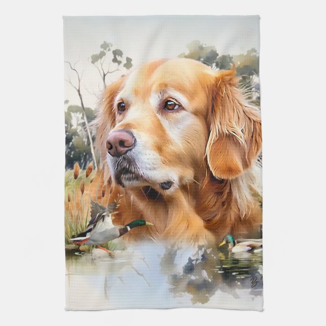 Golden Retriever Kitchen Towel (Vertical)