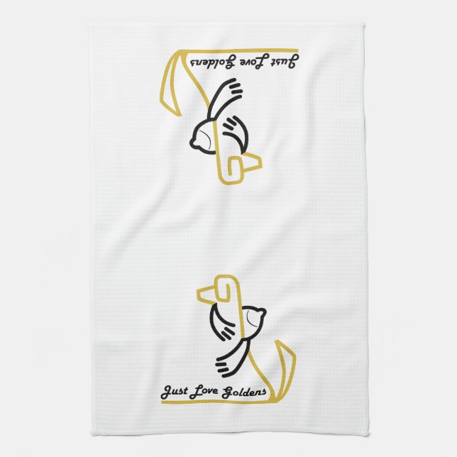 Golden Retriever Kitchen Towel, Just Love Goldens Kitchen Towel (Vertical)