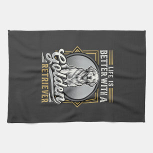Golden Retriever Life Is Better Dog Kitchen Towel