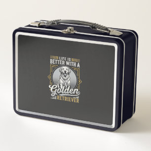 Golden Retriever Life Is Better Dog Metal Lunch Box
