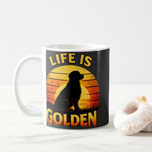 Golden retriever life is golden sunset dog mug