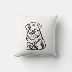 Golden Retriever Line Art Throw Pillow