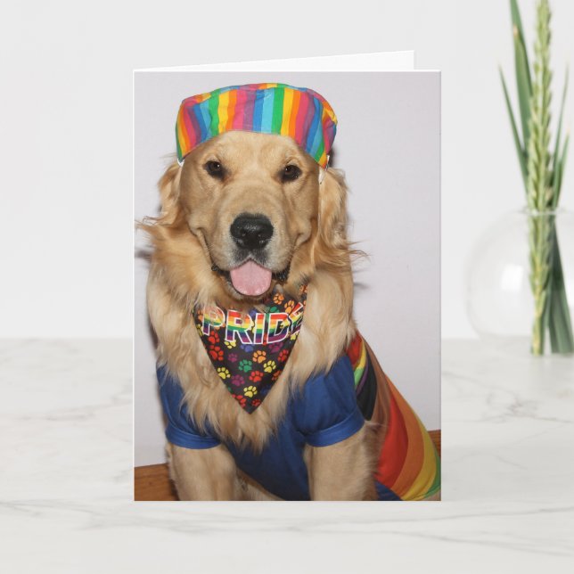 Golden Retriever Love Always Wins Pride Card (Front)