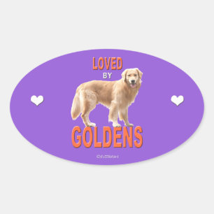 Golden Retriever 'Love' Oval Sticker