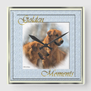 Golden Retriever Lovers Art Gifts Square Wall Clock