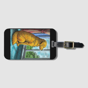 golden retriever luggage tag