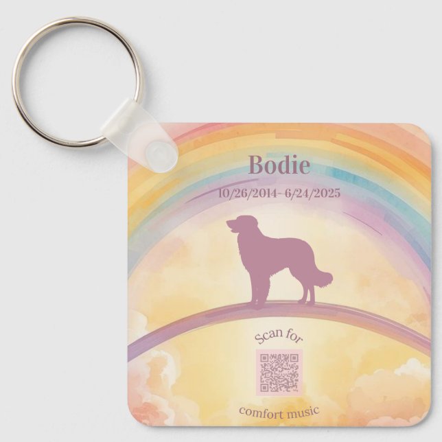 Golden Retriever Memorial Keychain Rainbow Bridge (Front)