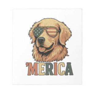 Golden Retriever 'Merica Sunglasses Notepad