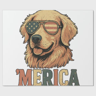 Golden Retriever 'Merica Sunglasses Wrapping Paper