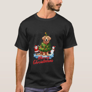 Golden Retriever Merry Christmas Tree Lights Dog X T-Shirt